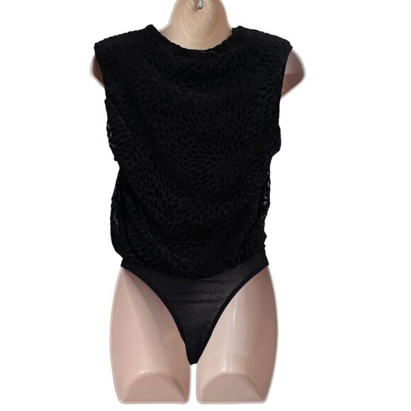 Ramy Brook Regina Velvet Burnout Bodysuit Size XS Black NWT $278 Sleeveless - Picture 11 of 14
